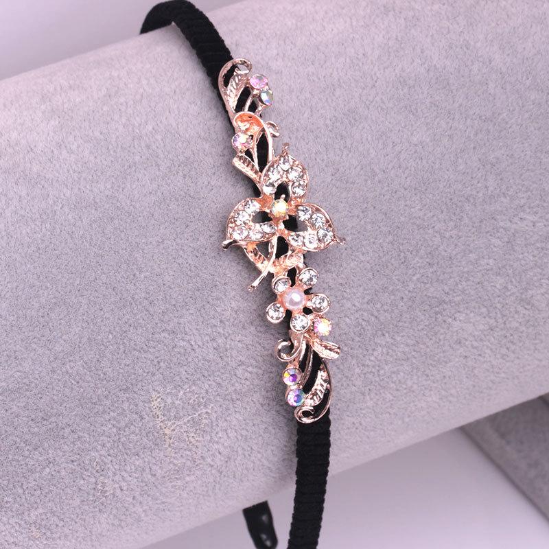Gold Rhinestone Butterfly Korean Headband & Hairpin Set - Non-Slip Metal Hair Accessories
