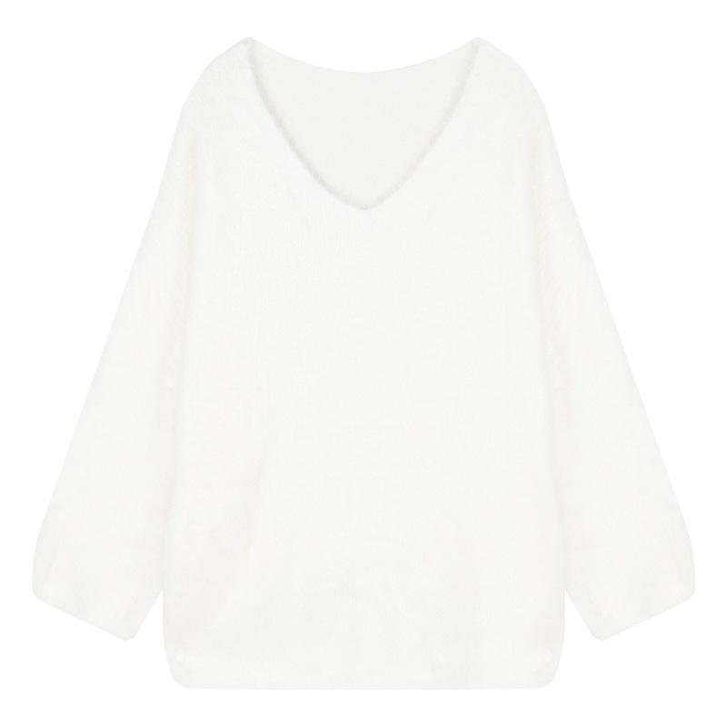 Women's Off-Shoulder Mohair Knit Sweater - Soft, Loose, and Stylish for Autumn/Winter