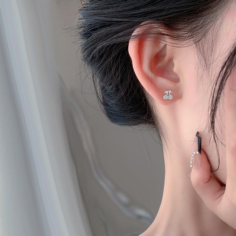 New Full-diamond Cherry Earrings for Fruit Earrings for Summer