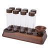 Kaffeebohnen Aufbewahrungsröhrchen mit Walnuss Holzständer Luftdicht 8 Stück Röhrchen Glas Dosier Kaffeebohnen Keller für Zuhause Geschäft Bar