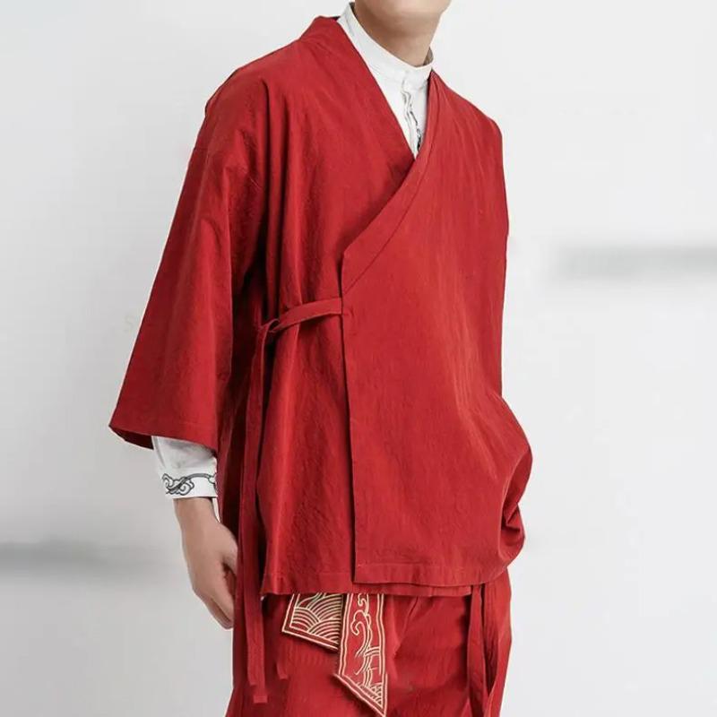Japanese Kimono Cardigan Chinese Style Linen Haori Yukata Streetwear Traditional Samurai