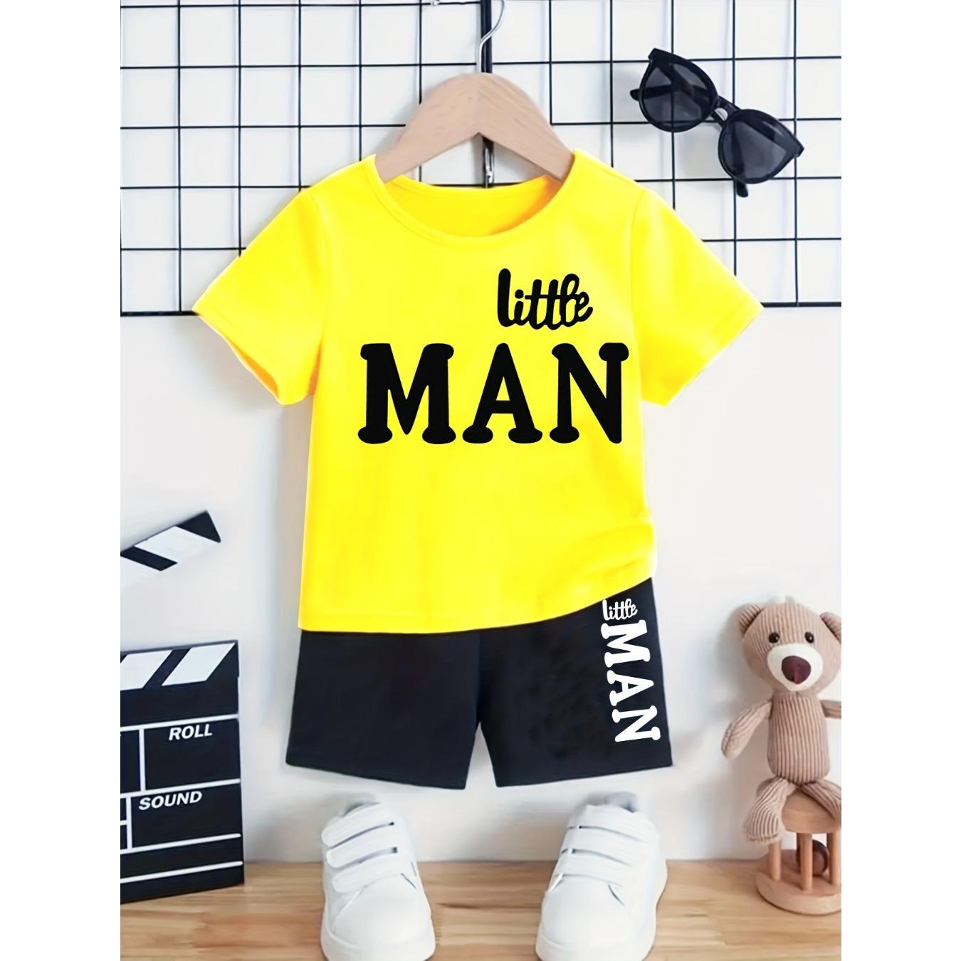 

Summer Baby Boy Clothes Set Kid Little MAN Printed T-shirts Shorts 2pcs Set Children Girls Bottom Outfits Tracksuits 5-6Y