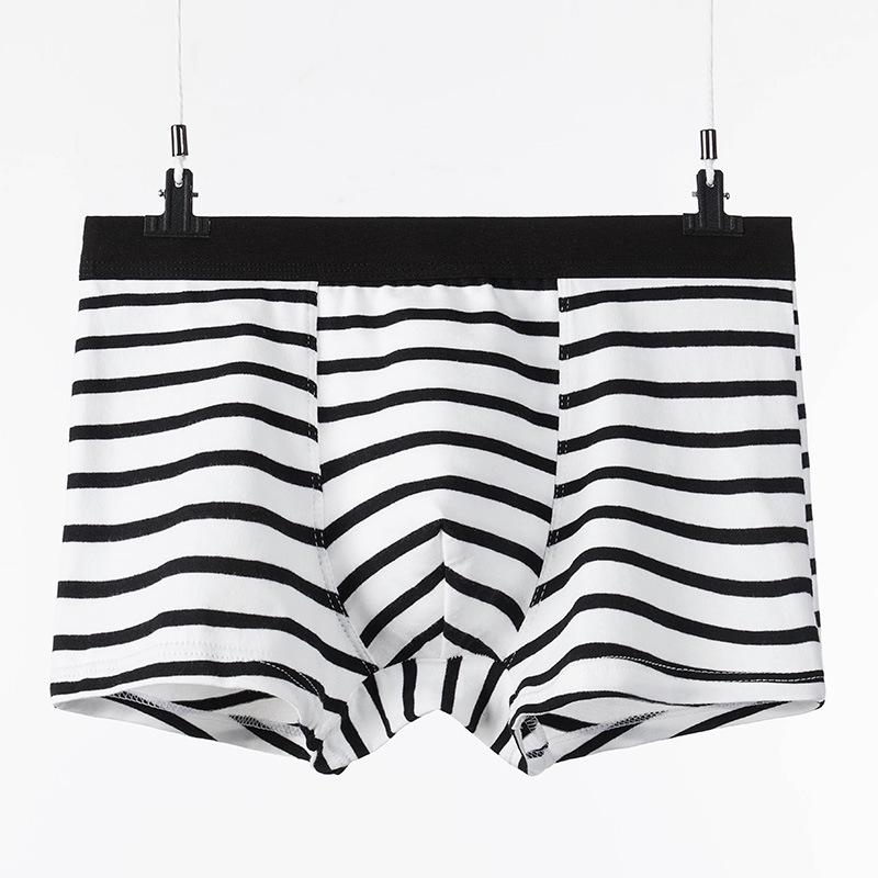 Pure Cotton Striped Men's Mid-Waist Boxer Briefs, Plus Size, Sporty and Trendy.