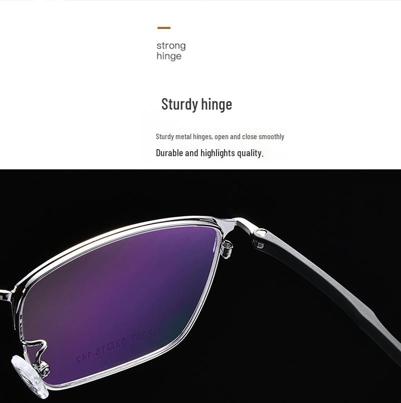 3007 Men's Retro Full-Rim Eyeglasses: Plastic/Steel Myopia Frame with Metal Half-Titanium Design