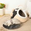 Pet Bed House Semi-closed Cave Tent for Small Animals Removable Cushion Pad