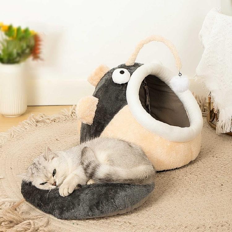 Pet Bed House Semi-closed Cave Tent for Small Animals Removable Cushion Pad