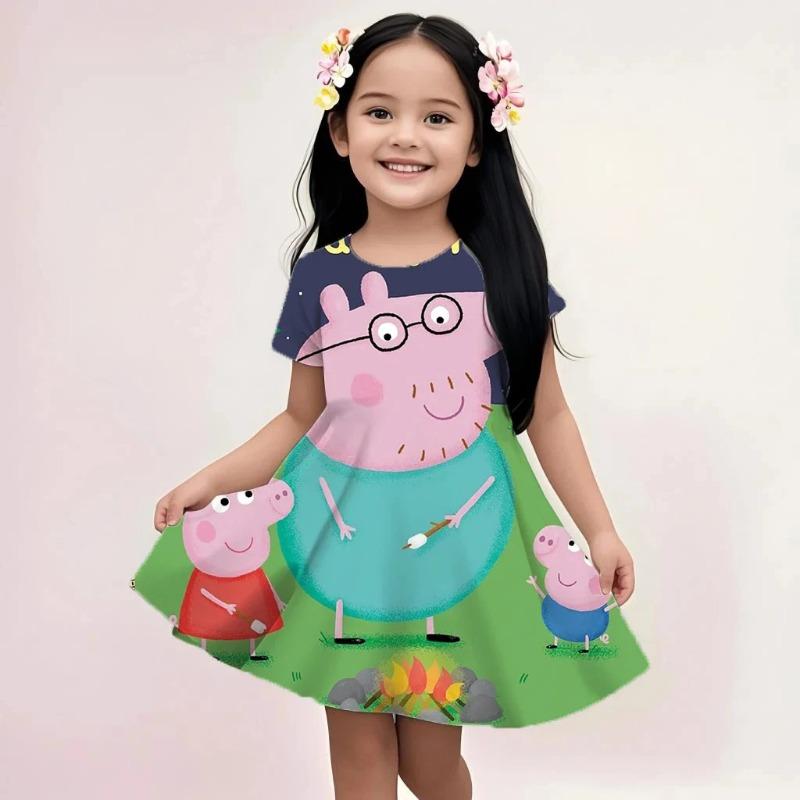 Kids Peppa Pig Sundress Fashion Casual Beach Dress Girls Summer Sleeveless 110