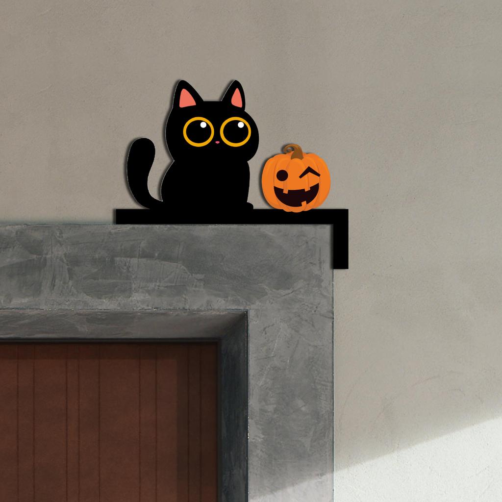 Halloween Türwinkel Schild Dekoration Türrahmen Dekoration Halloween Thema Katzenhut Horror Muster Geeignet für Türwinkel
