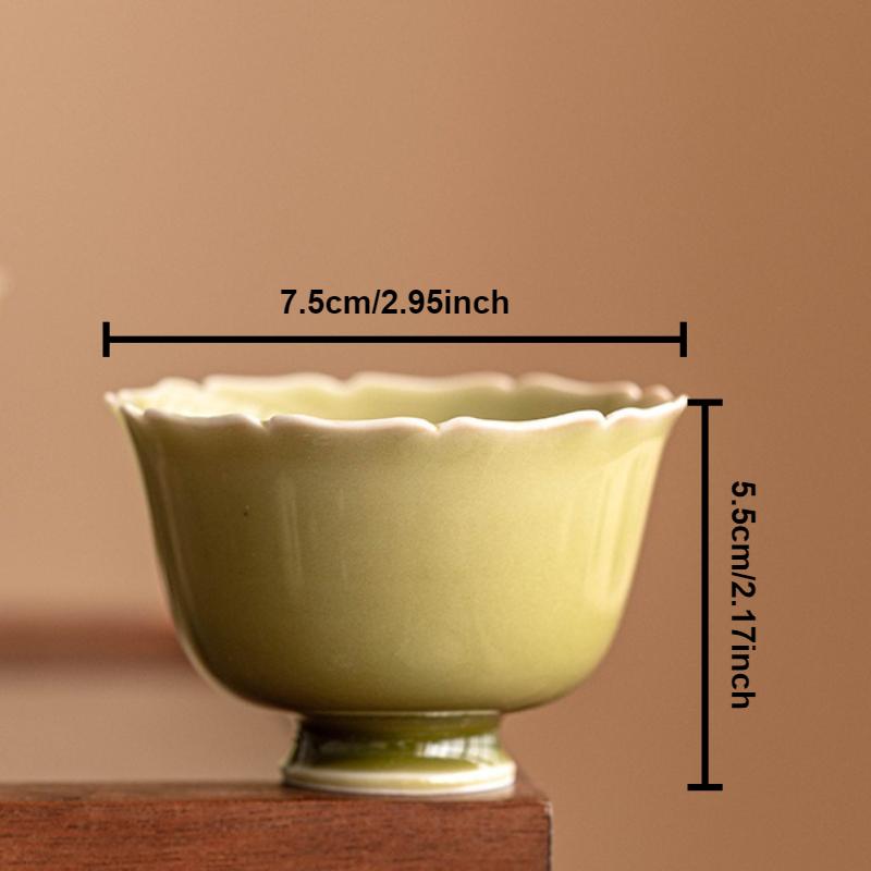 Kiln Handmade Petal Cup Ceramic High Foot Cups Chinese Kung Fu Teacups Household Master Cup Small Tasting Teaware Tea Ceremony