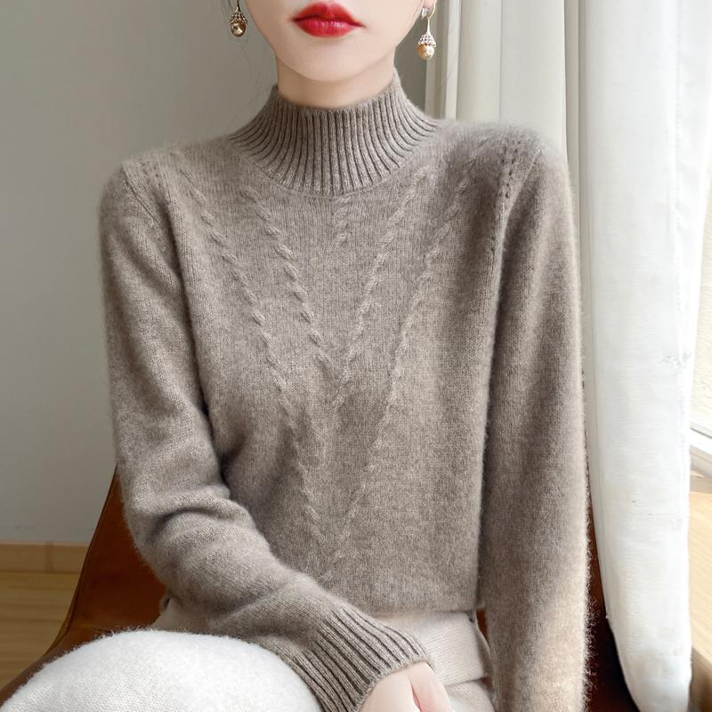 Women's Cashmere Sweater Qinghe Cashmere 30% Cashmere 70% Wool Autumn and Winter Cashmere Thick Pullover Soft and Warm