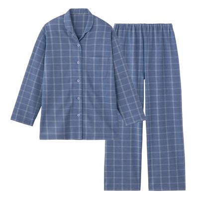 Pijama Gunze Fire Acedron Agujeros Elásticos en las Mangas y Cartón Azul Marino Manga Larga para Mujer (con piernas), Tejer, (TG4615)