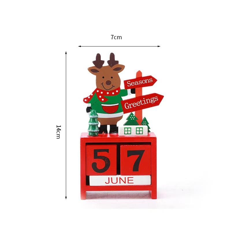 1Pc 7.3*14cm Christmas Decoration Wooden Calendar Display Window Desktop Decorations New Year Scene Originality Gift DIY