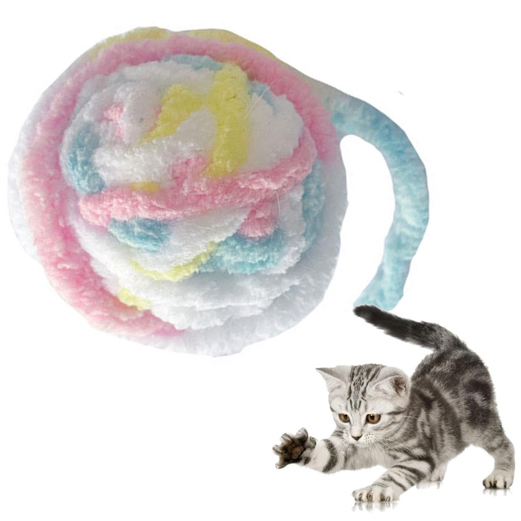 Cat Yarn Ball Toy Fun Interactive Bite Resistance Woolen Yarn Cat Ball Toy with Bell for Cats