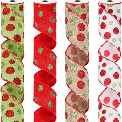 Haobei Polka Dot Ribbon Set: 4 Styles for DIY Bows & Christmas Decorations