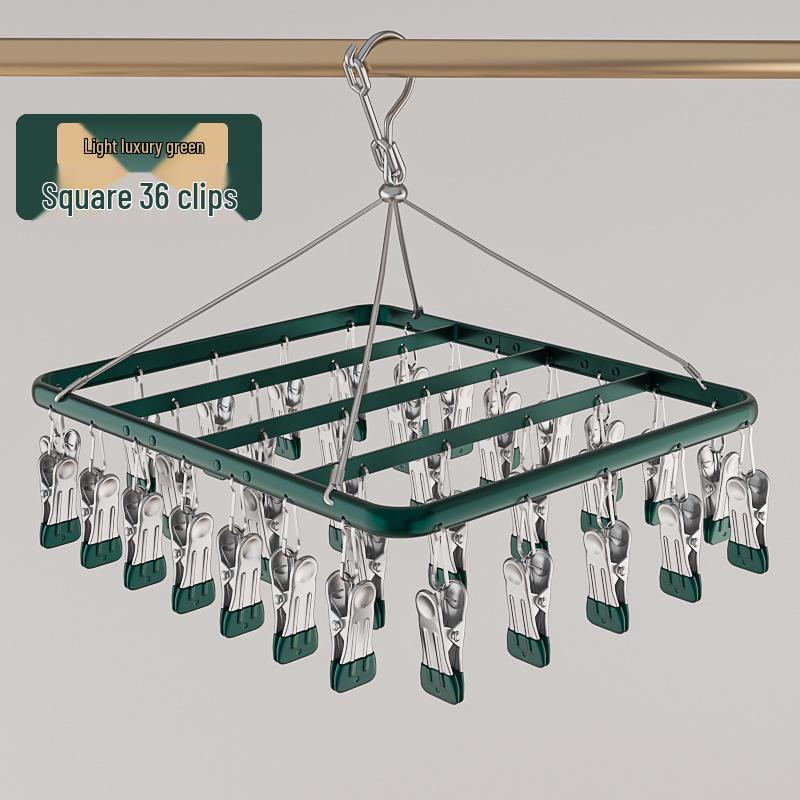 Aluminum Alloy Multi-functional Clothes Drying Rack with Clips for Balcony Storage