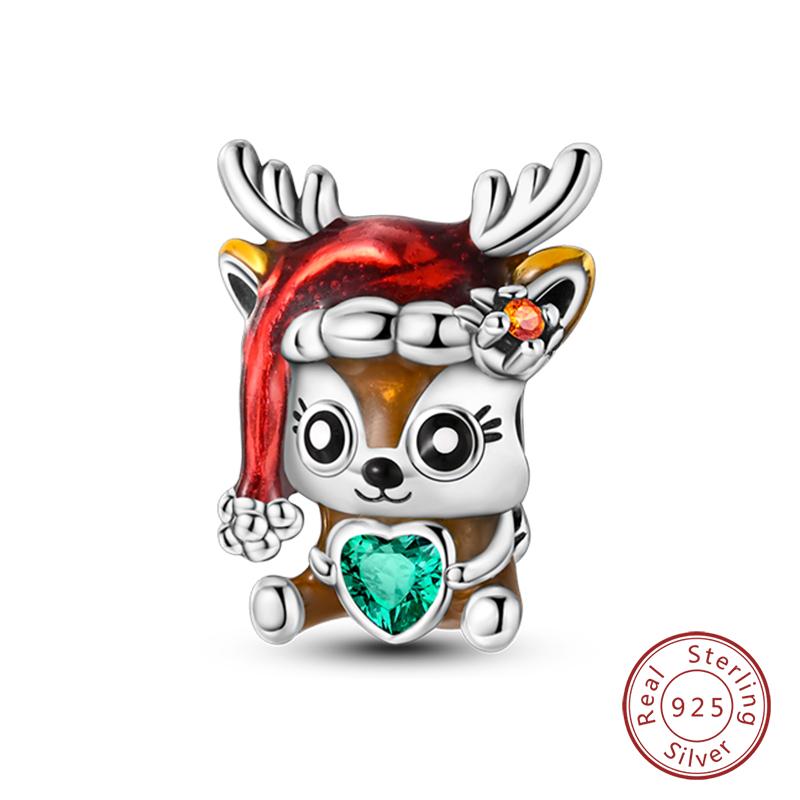 Copper Lovely Animal Cat Squirrel Penguin Heart Zircon Charms Beads Fit Qikaola Original Bracelets Fine Diy Jewelry