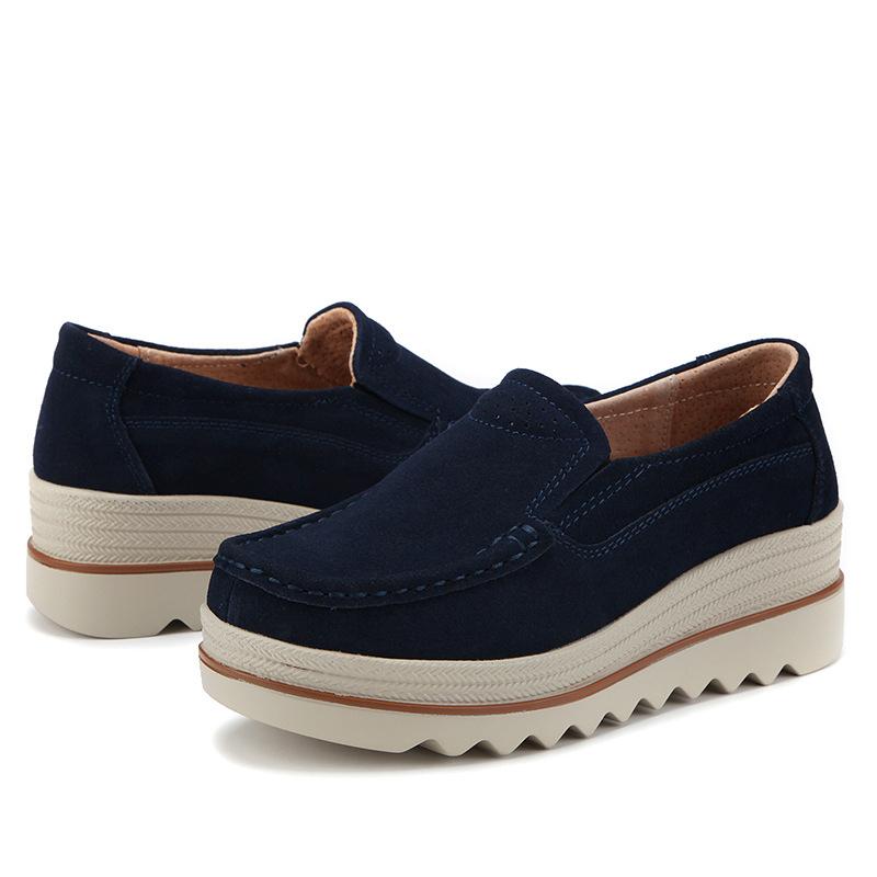 Women's Platform Shoes Fashion Suede Casual Shoes Designer Loafers Women Rocking Shoes Casual Mother Footwear Single Wedge Shoe