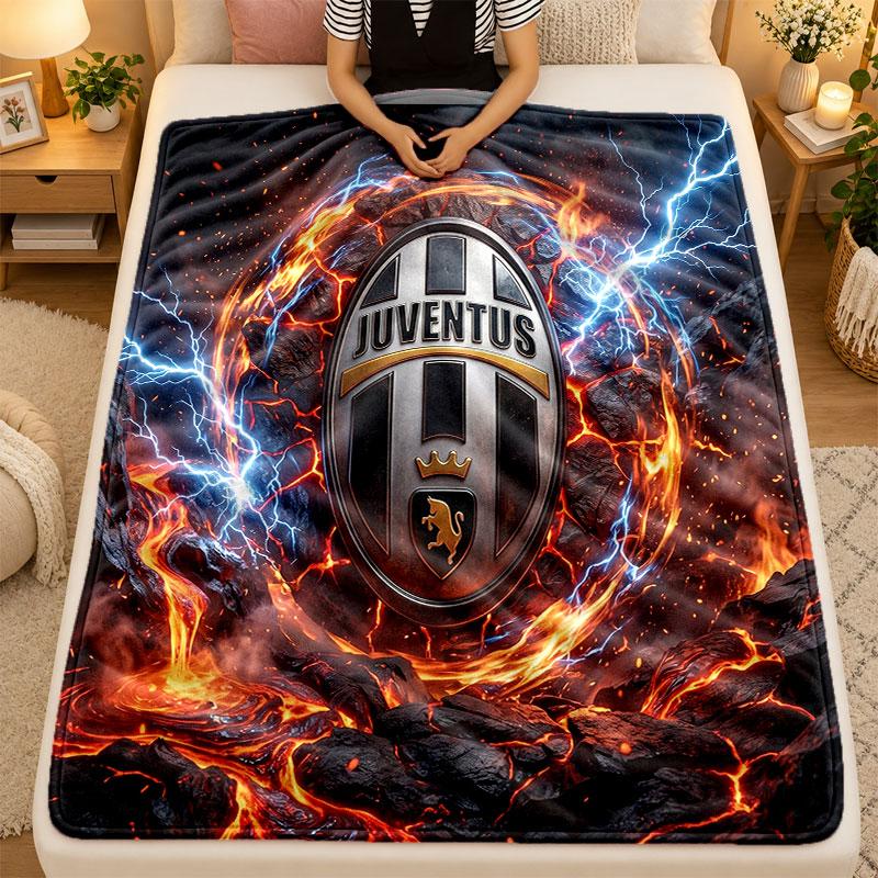 Flanelinis pledas Juventus FC Šiltas minkštas pledas naudojimui patalpoje ant sofos, lovos, svetainėje