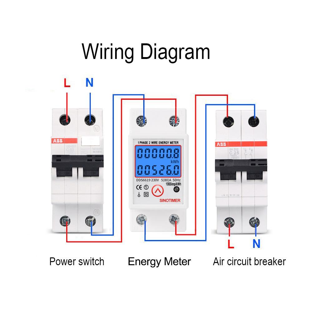 DDS6619-526L-2 Nullstill Skjerm Multifunksjon Energimåler 230V