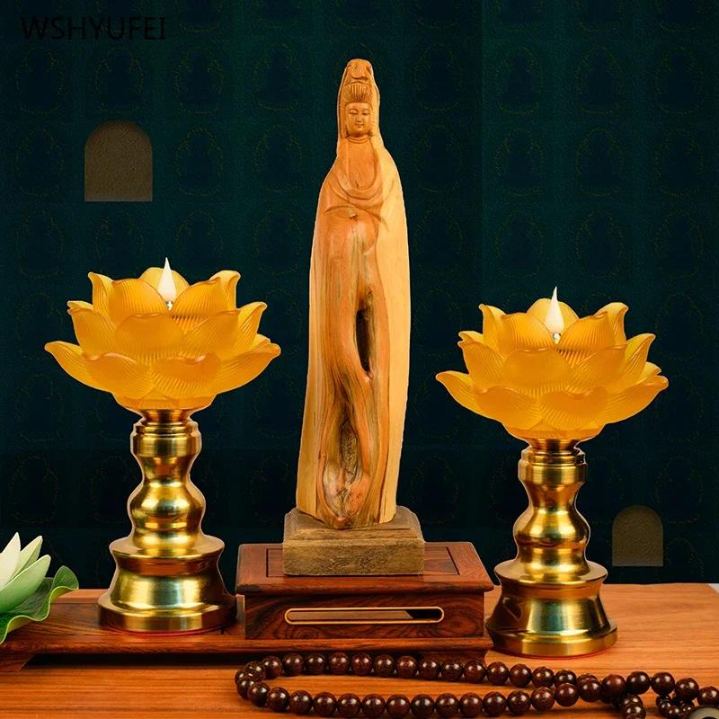 Candlestick Shaped Like A Lotus Flower Ancestral Hall Supplies Pray for Auspiciousness Temple Law Society Sacrifice Home Decor