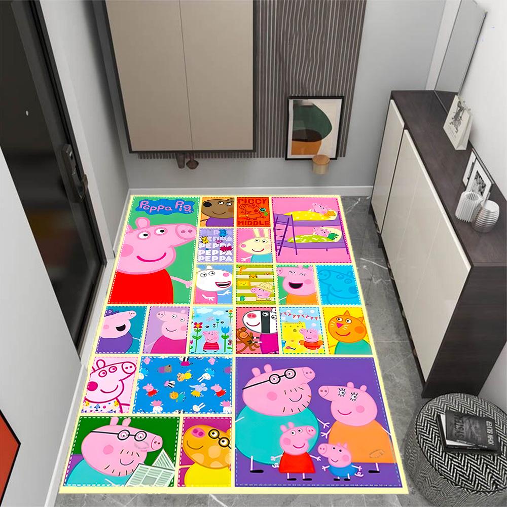 Peppa Pig's Colorful World Floor Rug Office Rug Perfect for Bedrooms Dining Room Outdoor Playrooms Antislip Carpet Office home decor