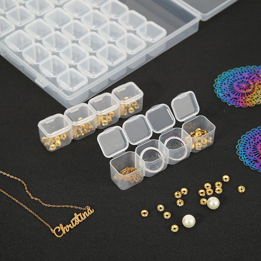 PP Nail Art Case with Clear Lid 56 Slots Nail Art Organizer Nail Art Decoration Accessories Tool for Jewelry Diamond Painting