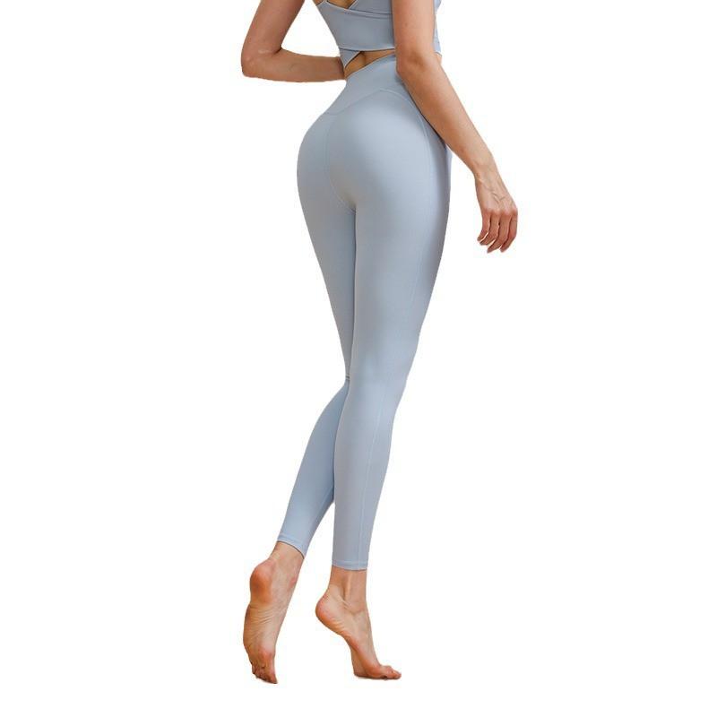 Womens High-Waisted Seamless Yoga Leggings With Built-in Brief 79% Nylon Stretch Fitness Pants Gym Running Cycling