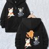 Mädchen Kapuzenjacke mit Reißverschluss Niedliche Krallende Cartoon-Katze Grafik Langarm Lässiger Kinder Hoodie Für Tägliche Straße Outdoor Outfit