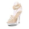 Fashion 15cm Crisscross Ankle Strap Stiletto Heels Waterproof Platform Slip-Resistant Thick Sole Dance Catwalk Women High Heel Sandals