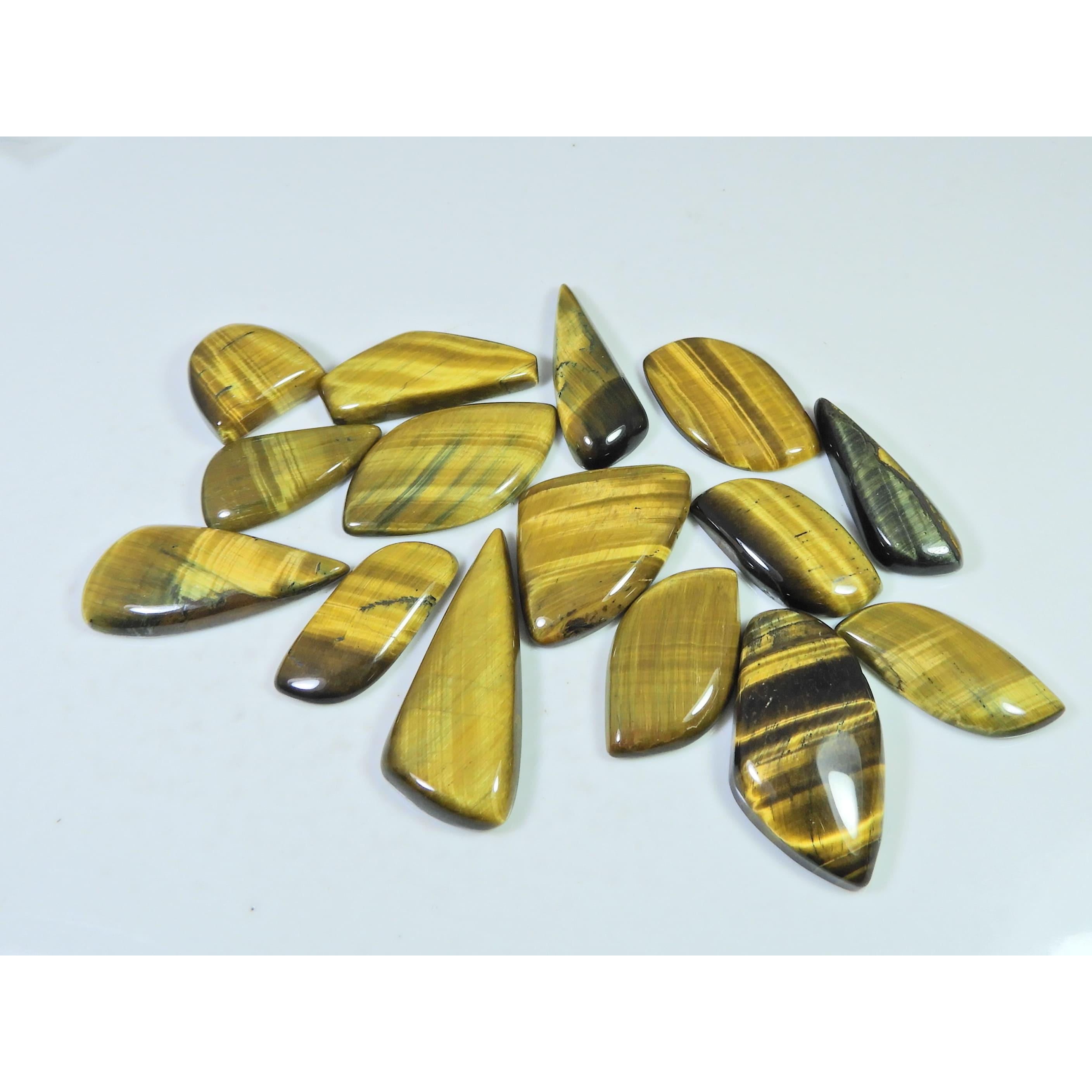 

298Cts. Natural Tiger Eye Fancy Cabochon Loose Gemstone 15Pcs Lot 26-40 MM C-727