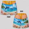 Mens Funny 3D Tropical Beach Sunset Swim Shorts Quick Dry Lightweight Summer Vacation Board Shorts Beachwear Party Gift