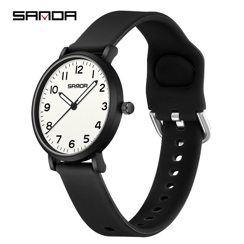 Sanda Silent Luminous Quartz Watch: Fashionable Large Dial, Waterproof for Students