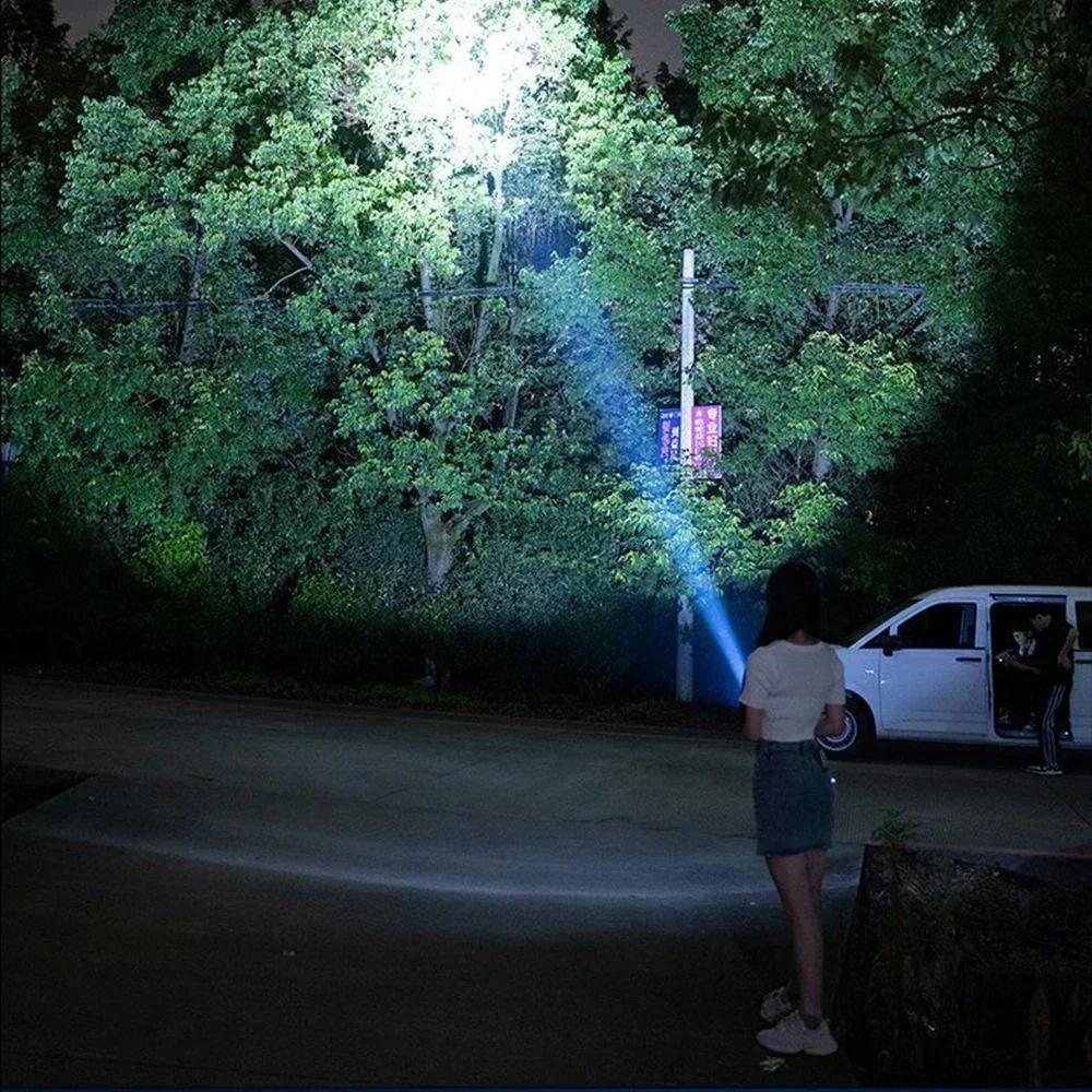 High Power LED Flashlight USB Rechargeable Light Telescopic Zoom Camping Torch with COB Side Light Multifunction Outdoor Lantern