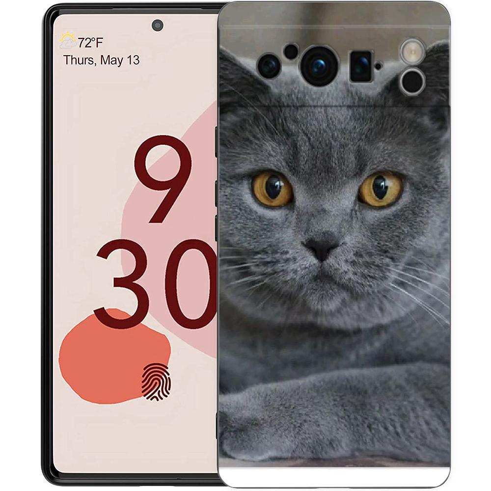 

Чохол для телефону з британським короткошерстим котом для Google Pixel 8 A 7 6 Pro 6A 5G, чорний, м’яка протиударна задня кришка, силіконова оболонка TPU Coque Pixel 6A