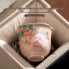 Pink Ru Kiln Strawberry Rabbit Ceramic Tea Cup Gift Set