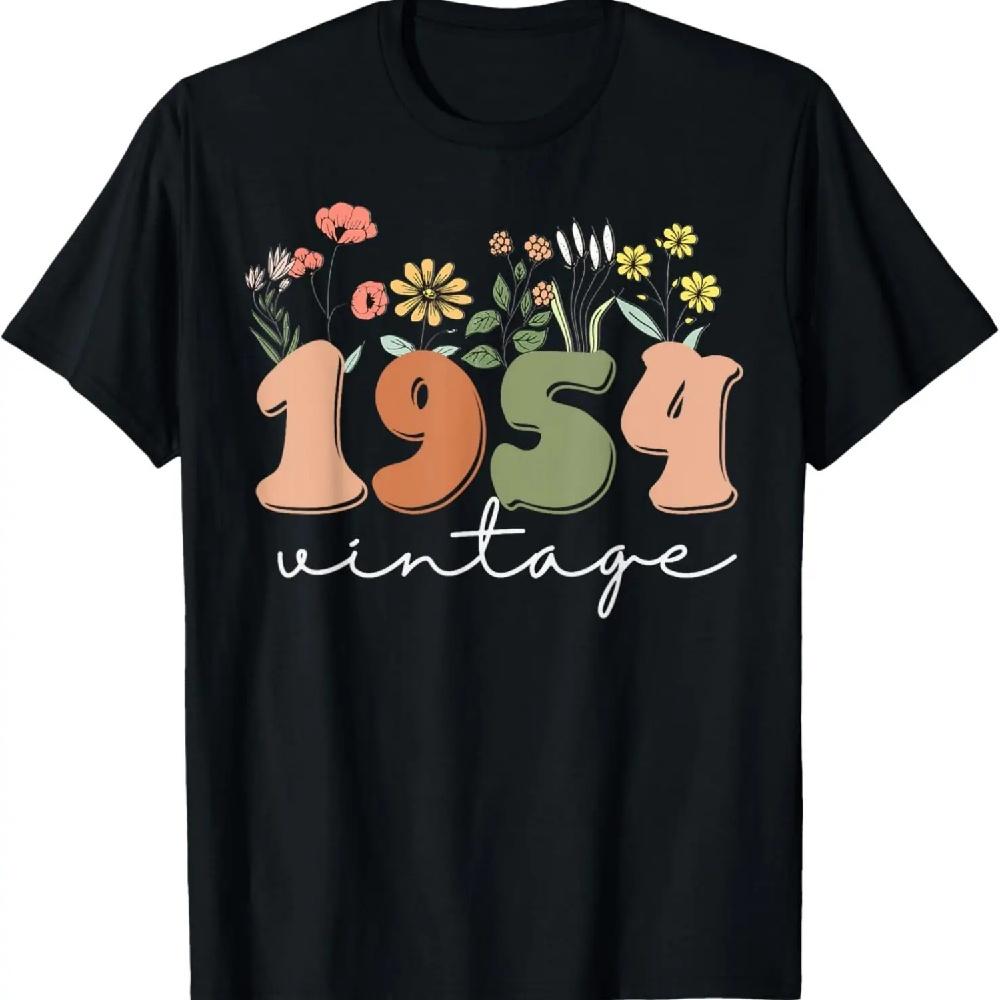 

70 Years Old Vintage 1954 70th Birthday Tee Wildflower Women T-Shirt XXXL чёрный