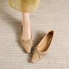 Pointed flat shoes women's 2025 gentle temperament French small single shoes bow low heel light mouth loafers lazy shoes