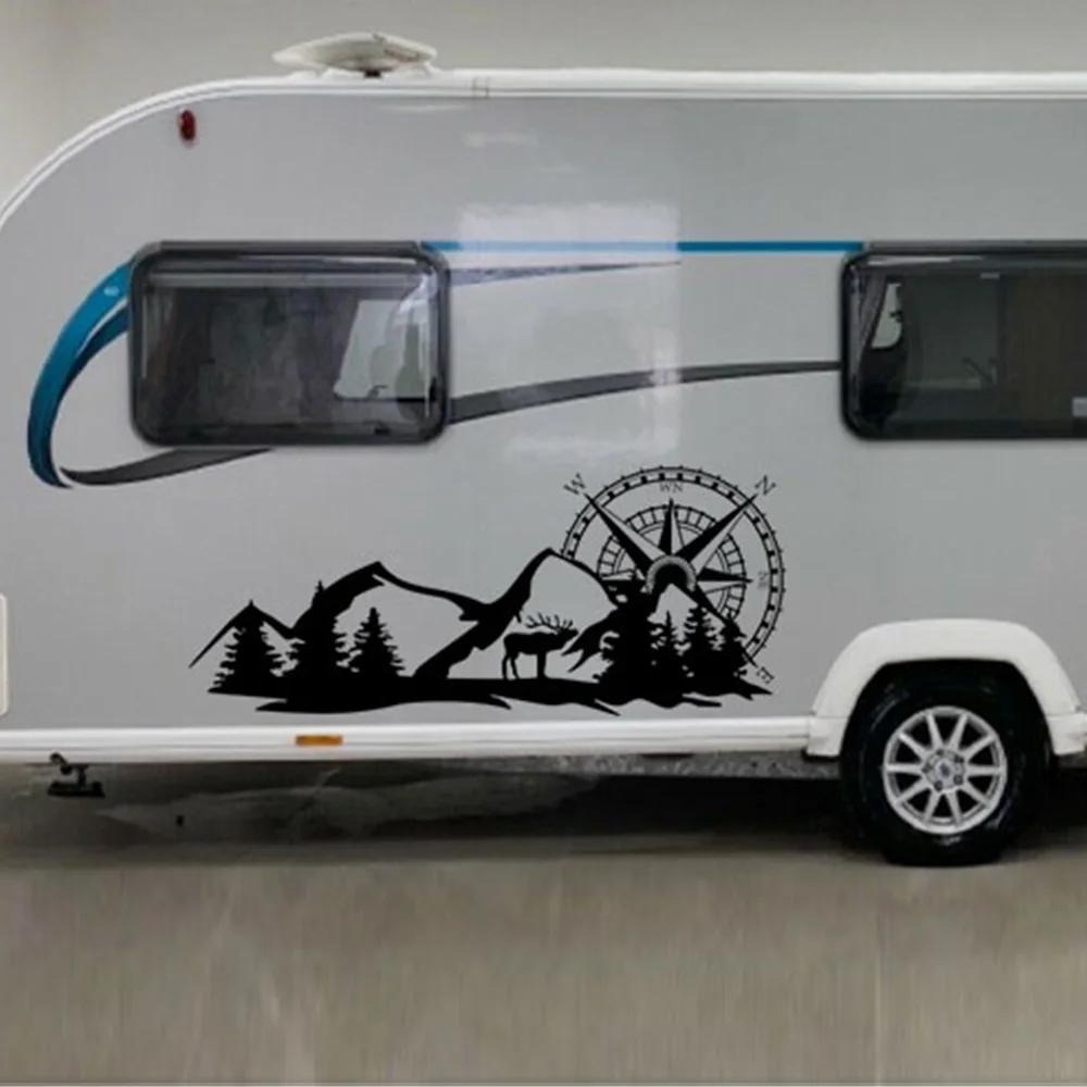 Forest Mountain Graphics Car Stickers For Motorhome Horsebox Caravan RV Camper Van Body Decor Vinyl Decals Accessories