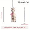 1 Cute Alpaca Acrylic Keychain 2D Graphic Design with Pink Bow Perfect for Car Rearview Mirror Home Decor PendantCarDecorations
