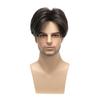 Synthetic Dark Brown Hair Natural Wig for Men Breathable Heat Resistant Cosplay Halloween Short Male Wig with Bangs