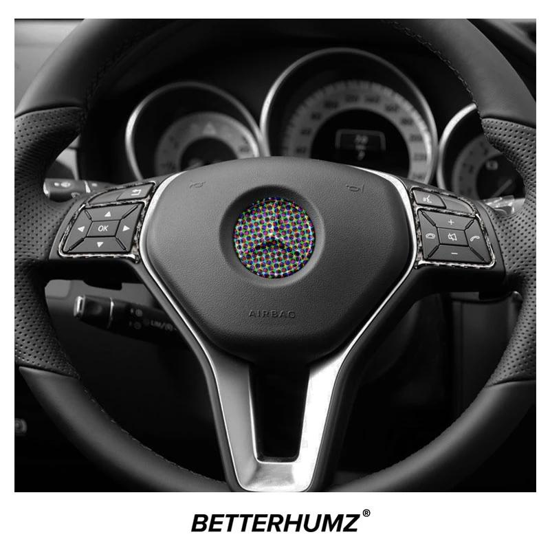 Fibra de carbono para Mercedes W176 W204 W212 ABCEGM Classe CLA CLS SL GL Botão do volante do carro Guarnição Moldura Adesivo