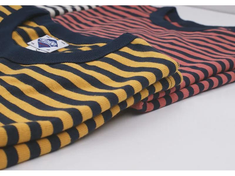 OKONKWO Letní pruhované pánské námořnické tričko khaki a tmavě modré