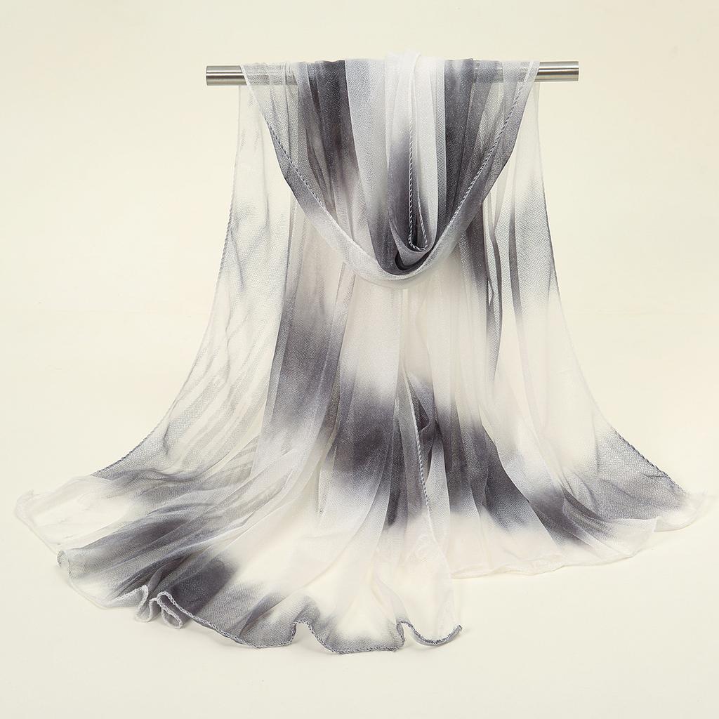 Four Seasons Thin Soft Chiffon For Women Silky Gradient Printing Beach Scarf Shawls Long Wraps Beach Sunscreen Hijab