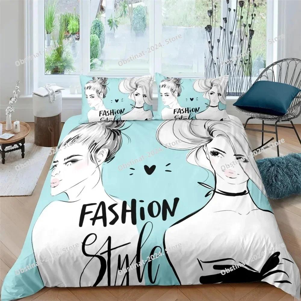 Makeup Lipstick Luxury Bedding Set Cosmetic Pink Duvet Cover Girls Women Polyester Bedding Set Ho