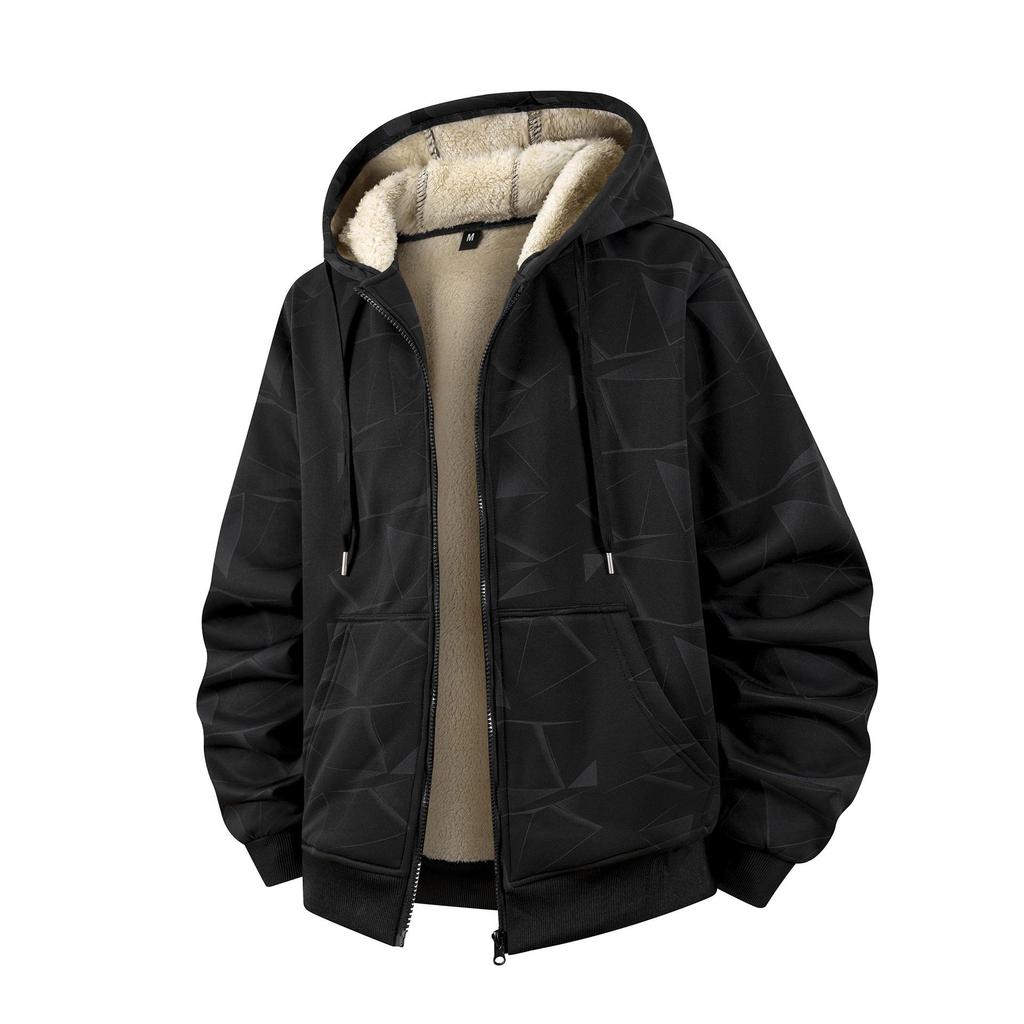 Men's European Plus Size Hooded Lamb Fleece Jacket - S to 6XL, Thick Winter Coat, Casual Cardigan