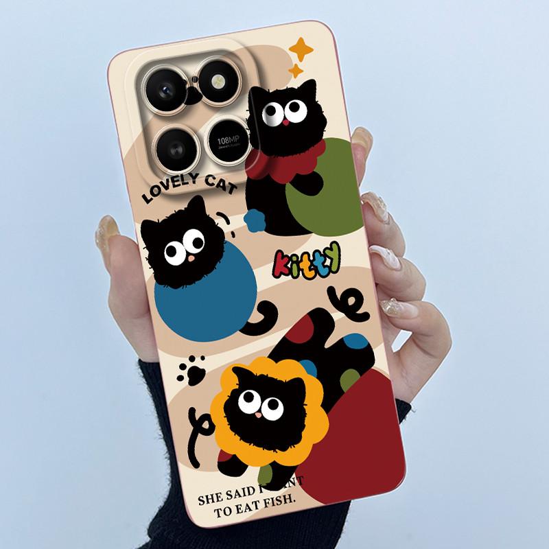 Case For Honor X7d Cute Panda Sweet Girls Cats Liquid Silicone Soft Back Cover For Honor 400 Smart 5G Bumper Protective Casing