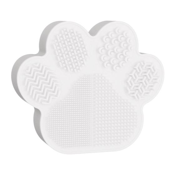 

2-in-1 Makeup Brush Holder Silicone Textured Makeup Brush Cleaning Mat with Drying Holder Cat Paw Shape Brush Organizer for Cleaning білий