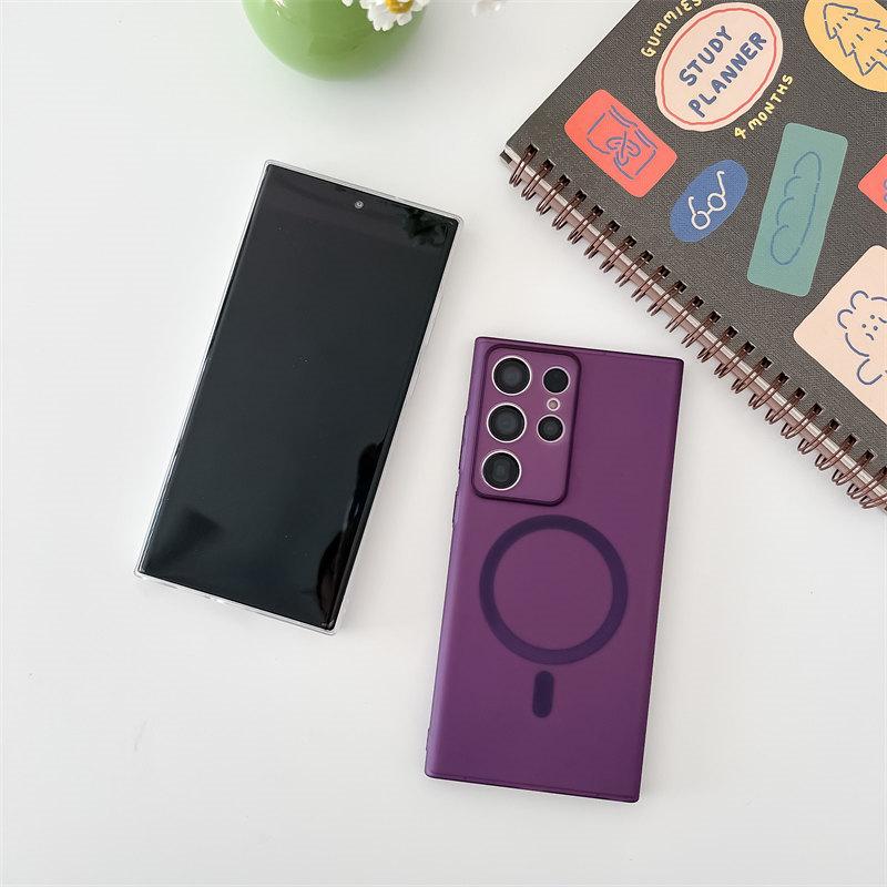 Luxury Ice Mist Magnetic Skin Sensitive Phone Case for Samsung S24 Ultra S23 Plus S22 All-inclusive Fall Protection Cover