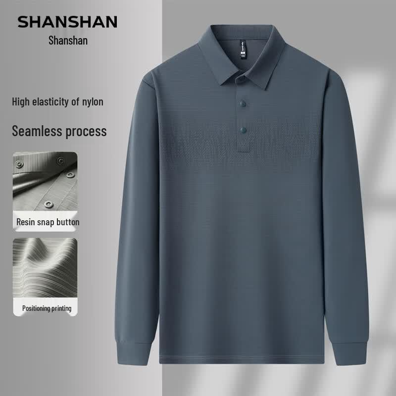 SHANSHAN Men's Long-Sleeve Micro-Brushed Polo Shirt