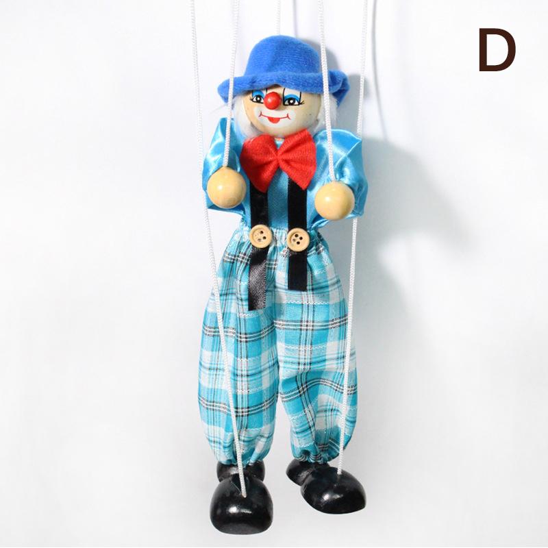 Funny Colorful Pull String Puppet Clown Wooden Marionette Handcraft Toys Joint Activity Doll Kids Children Gifts